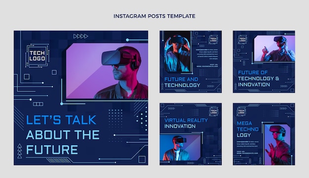 Post di instagram con tecnologia minimale dal design piatto