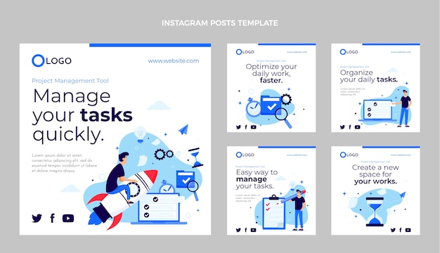 Vettore post di instagram con tecnologia minimale dal design piatto