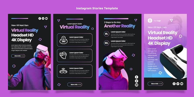 Vettore storie di instagram con tecnologia minimale dal design piatto