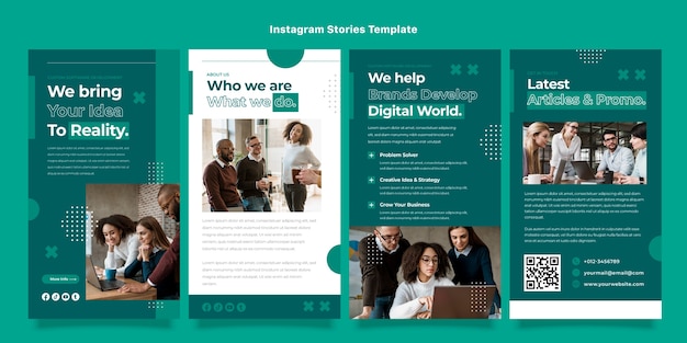 Vettore storie di instagram dalla tecnologia minimale dal design piatto