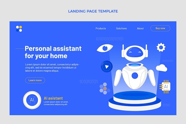 Flat design minimal technology landing page template