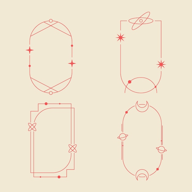 Vettore set di cornici lineari minimalistiche a disegno piatto