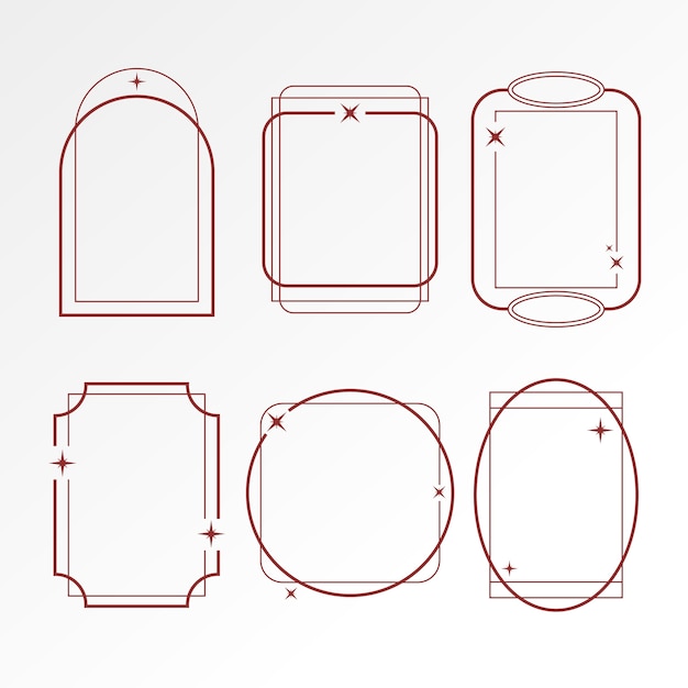 Set di cornici lineari minimalistiche a disegno piatto