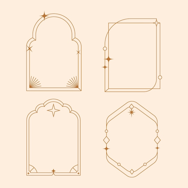 Vector flat design minimalist linear frame set