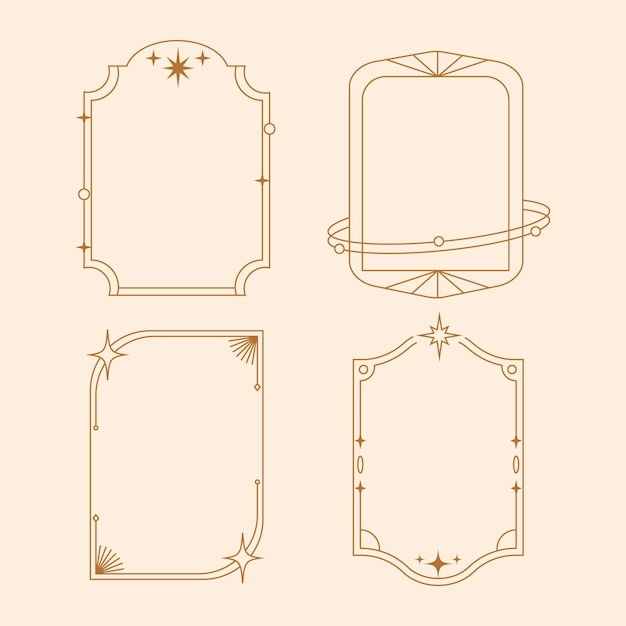 Vector flat design minimalist linear frame set