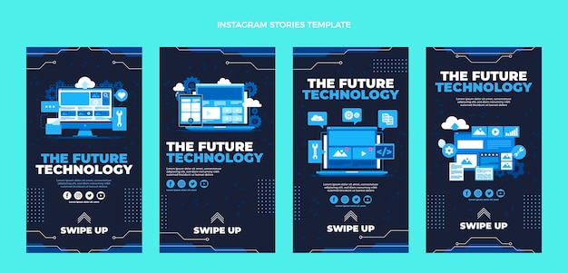 Tecnologia minimalista dal design piatto ig storie