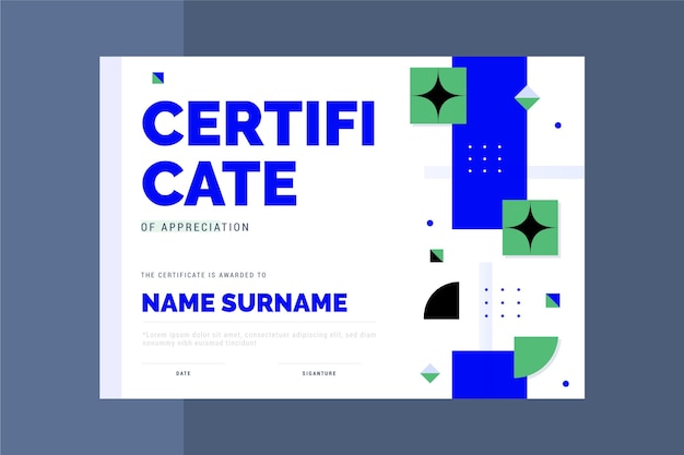Flat design modern certificate template