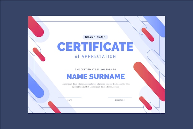 Flat design modern certificate template