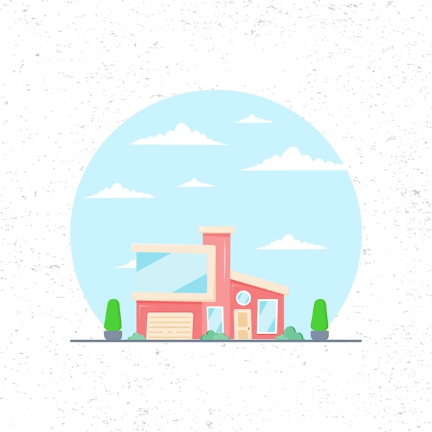 Flat design modern house illustration front view of the building isolated