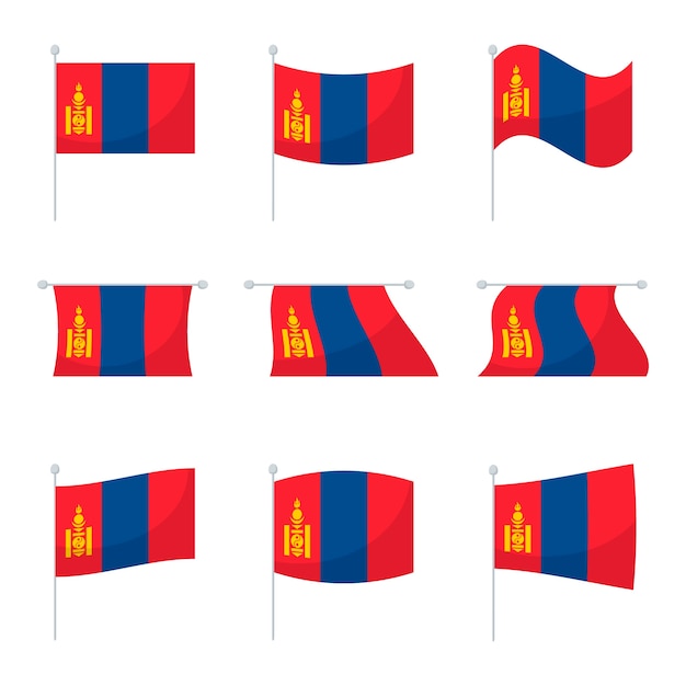 Vettore emblemi nazionali della mongolia di design piatto