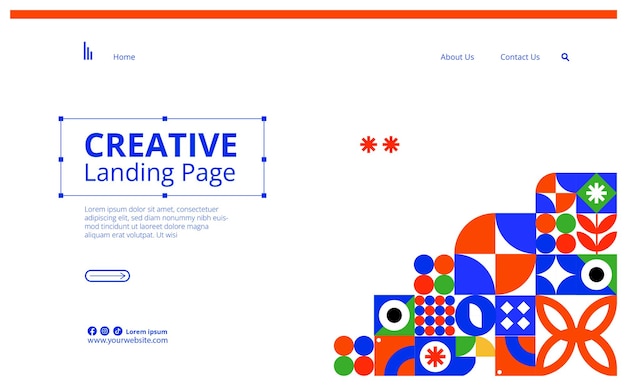 Flat design mosaic geometric landing page template