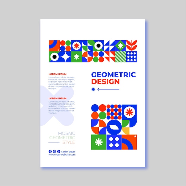 Flat design mosaic geometric vertical flyer template