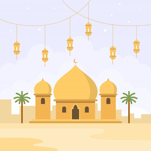 Flat design mosque