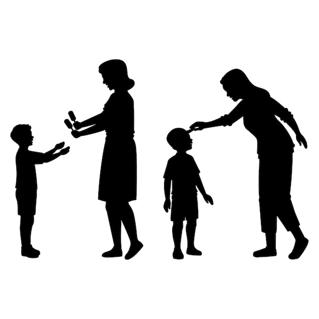 Premium Vector Flat Design Mother And Son Silhouette