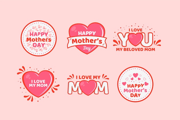 Vector flat design mothers day badge collection