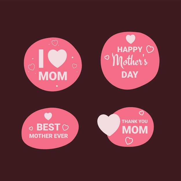 flat design mothers day badge collection