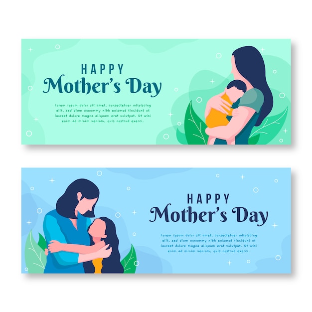 Flat design mothers day banners template