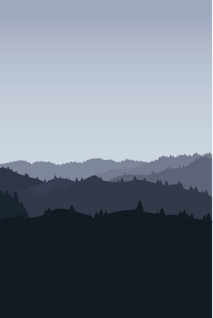 Vector flat design mountain landscape illustration