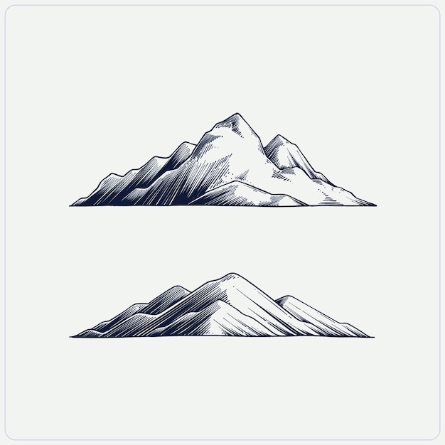 Vector flat design mountain outline illustration
