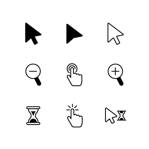 Flat design mouse cursor element set