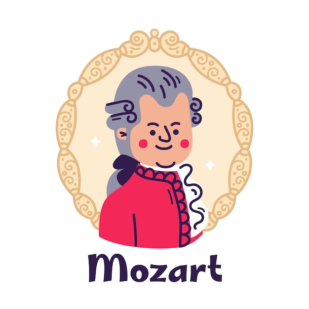 Vettore disegno piatto illustrazione di mozart