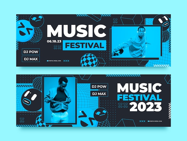 Vector flat design music festival  horizontal banner