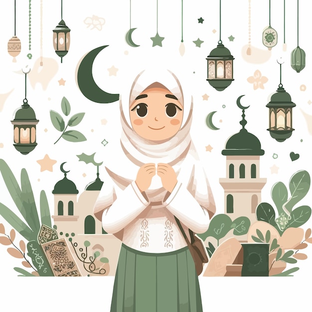 Vector a flat design of muslim woman