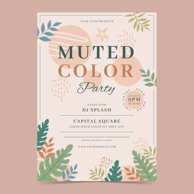 Vector flat design muted colors poster template