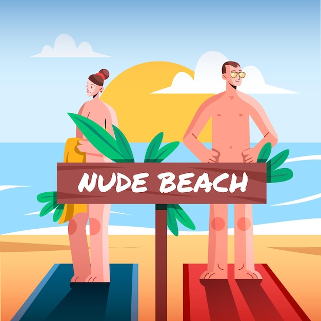 flat design naturism concept illustrated