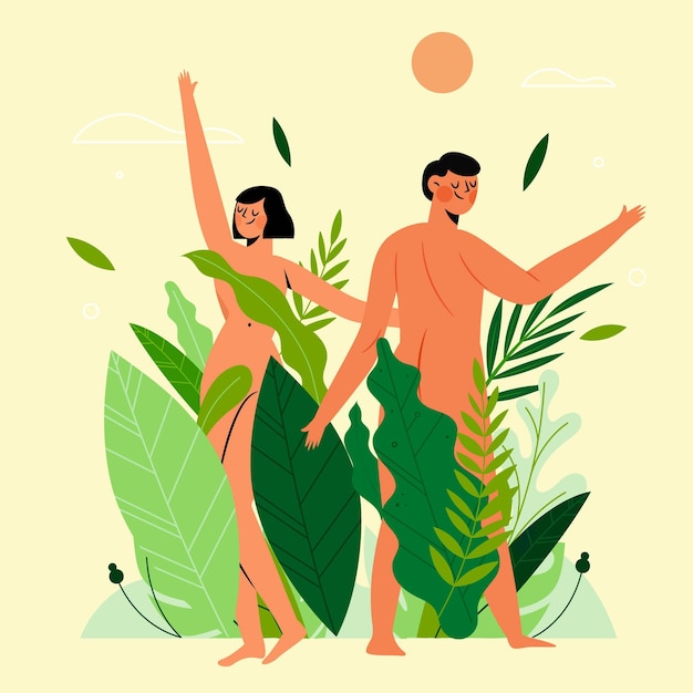 Flat design naturism concept illustration