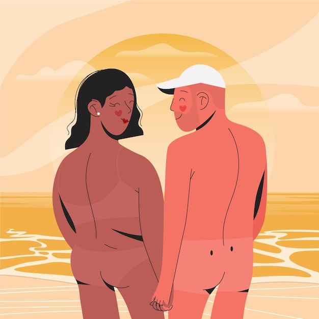 Vector flat design naturism concept illustration