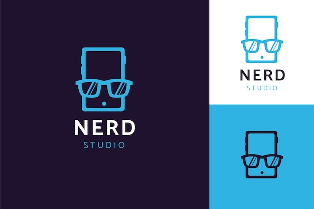 Vettore modello di logo nerd dal design piatto