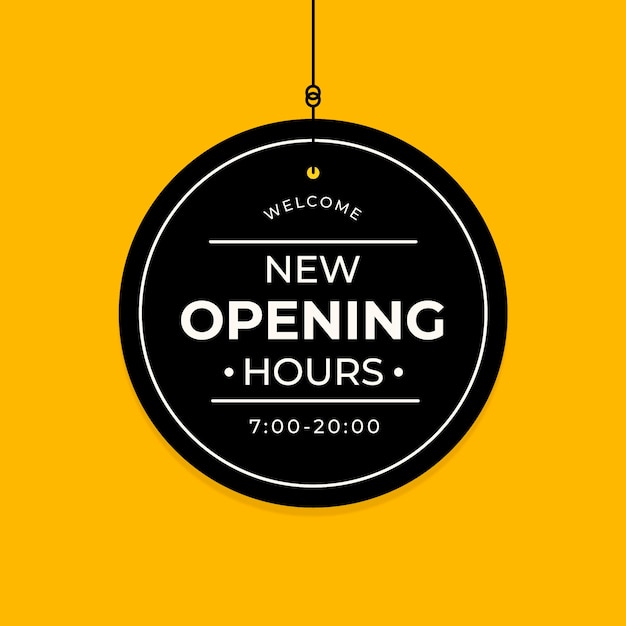 Flat design new opening hours sign