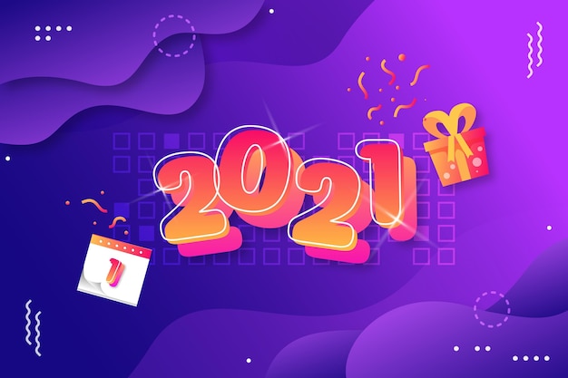 Flat design new year 2021 background