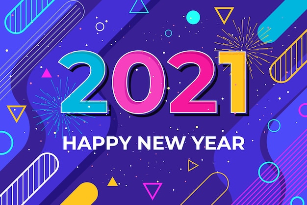 Flat design new year 2021 background