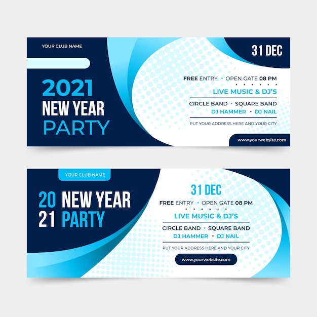 Flat design new year 2021 party banners