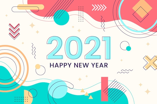 벡터 평면 디자인 새해 2021