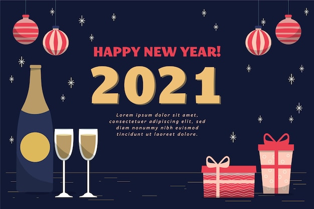 평면 디자인 새해 2021