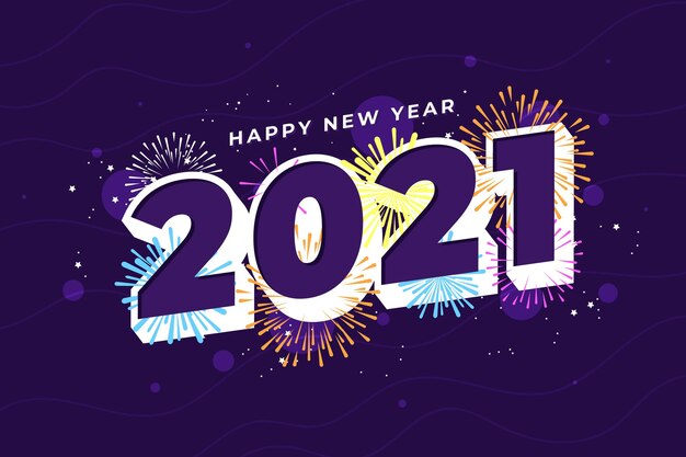 Плоский дизайн новый год 2021