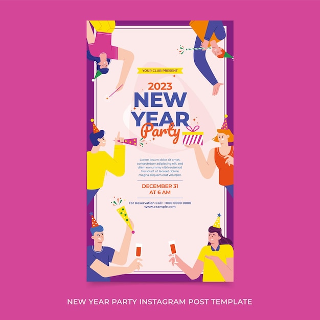 Flat design New Year instagram story template