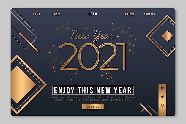 Vector flat design new year landing page template