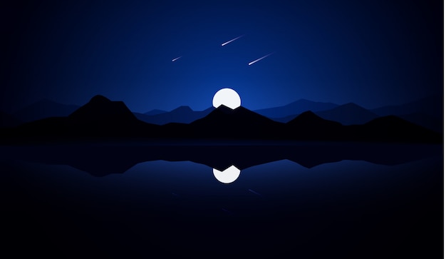 Vector flat design night landscape