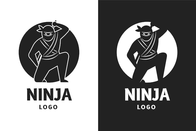 Modello di logo ninja design piatto