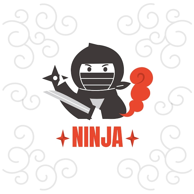 Vettore modello di logo ninja design piatto