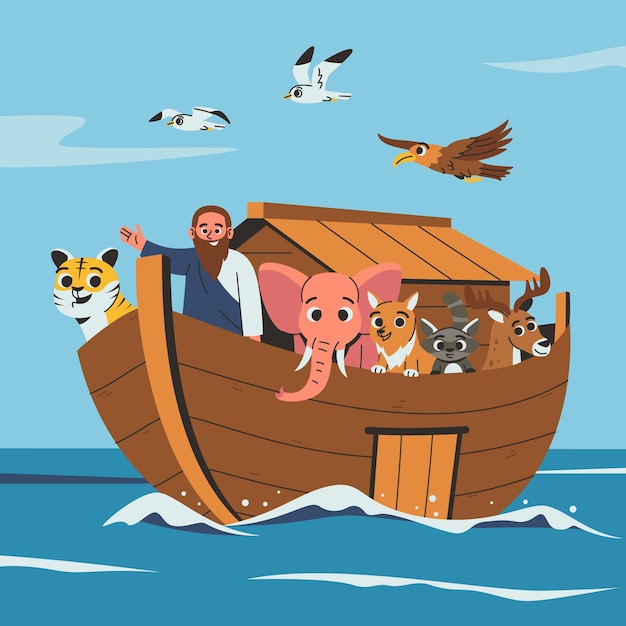 Vector flat design noah's ark illustration