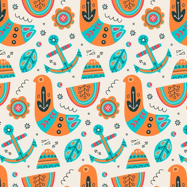 Vector flat design nordic pattern design