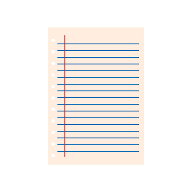 Flat design of a notebook page