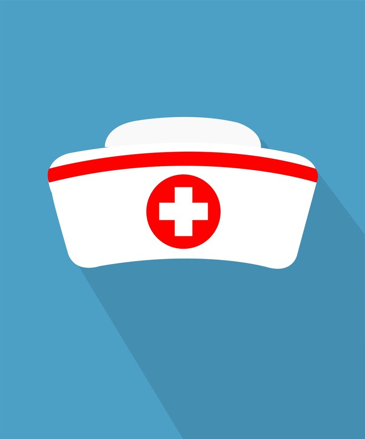 Flat design nurse logo, nurse hat icon