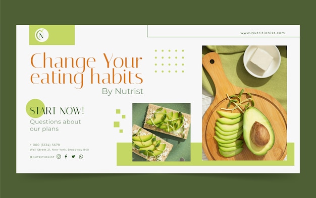 Vector flat design nutritionist advice facebook template