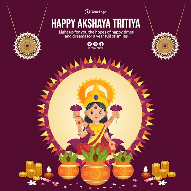 Akshayatritiyaバナーテンプレートのフラットデザイン